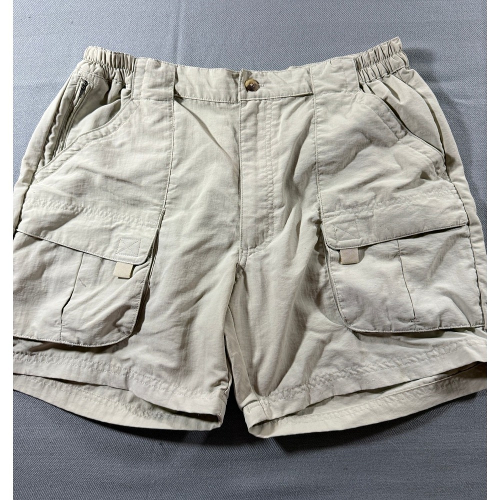 Reel Legends Men Cargo Shorts Tan Khaki Nylon Fishing Hiking Outdoor Size M